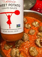 Baked Turkey Meatballs with Natalia's Sweet Potato Tomato Sauce